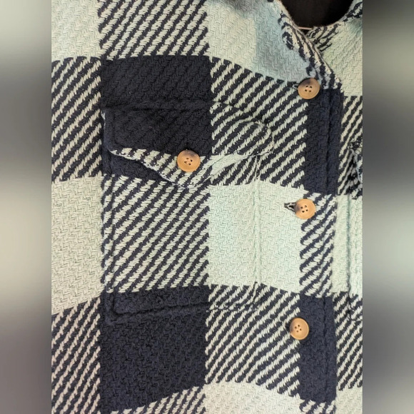 Outerknown‎ Cloud Weave Plaid Shacket in Mint Black size Small Warm Cozy Fall - Picture 3 of 6